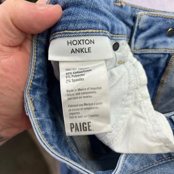 Paige Hoxton Ankle Distressed Jeans Womens 30 waist Blue Stretch Denim 2158 - Picture 3 of 9